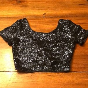 Sequin navy crop top
